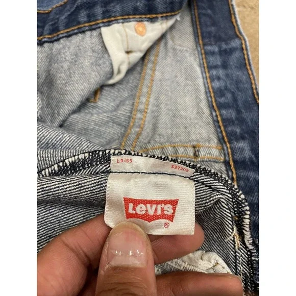 Levis 501 Jeans Mens 35x31 Medium Wash Blue Straight Leg Button Fly Distressed - Picture 8 of 16